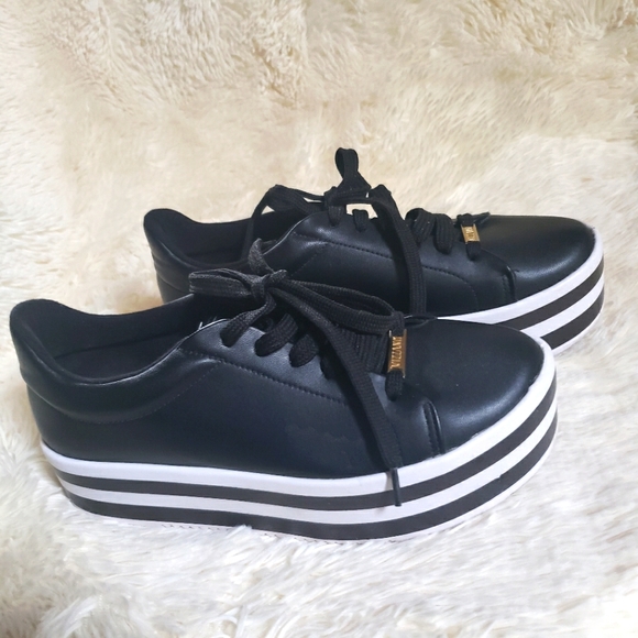 EC Vizzano chunky platform black & white loafers sz 8 US/ 39 Euro - Picture 11 of 13